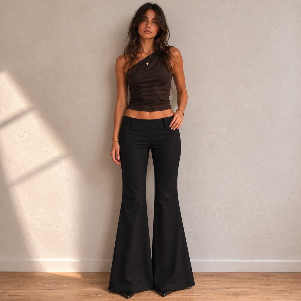 Heza Y2K Low Rise Flared Black Office Siren Indie Sleaze Pants Size 4